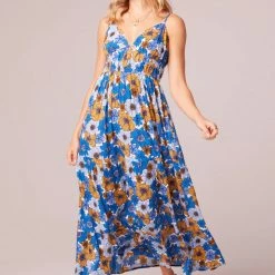 Purple Door Boutique American Beauty Blue Floral Maxi Dress