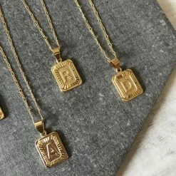 Bracha Jewelry Bracha Gold Plated Initial Card Pendant Necklace