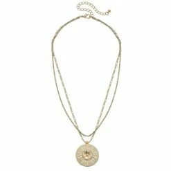 Canvas Jewelry Canvas Flora Layered Flower Pendant Necklace Worn Gold