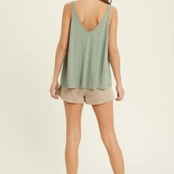 Purple Door Boutique Keeping It Real Ribbed Sage Tank Top Ladies'