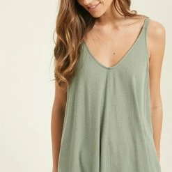 Purple Door Boutique Keeping It Real Ribbed Sage Tank Top Ladies'