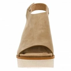 Purple Door Boutique Shoes Clues Taupe Peep Toe Platform Sandals