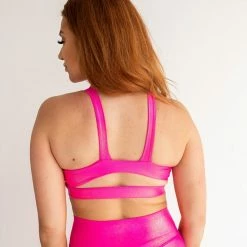 Purple Door Boutique New Arrivals Bronzed Hot Pink Sports Bra