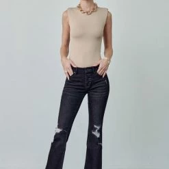 Kan Can Dark Grey Flare Jeans Ladies'