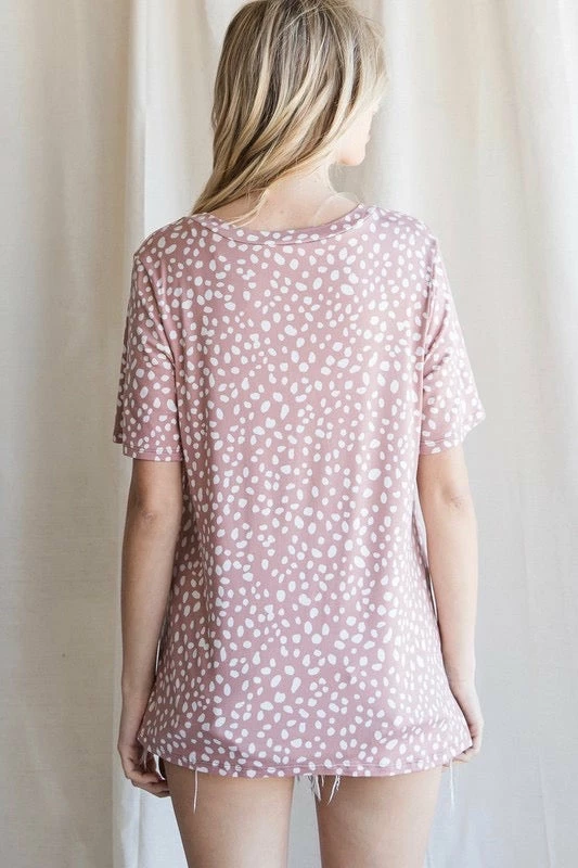 Purple Door Boutique Restless Spotted Light Brick Short Sleeve Top Summer SALE 2 Purple Door Boutique Restless Spotted Light Brick Short Sleeve Top Summer SALE