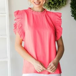 Purple Door Boutique New Arrivals The Neon Pink Ruffle Top