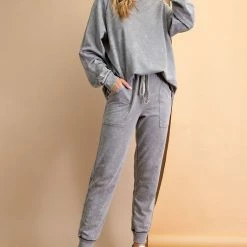 Purple Door Boutique New Arrivals Stars Ash Grey Terry Pullover