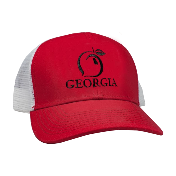 Peach State Pride Youth Red & White Trucker Hat 1 Peach State Pride Youth Red & White Trucker Hat
