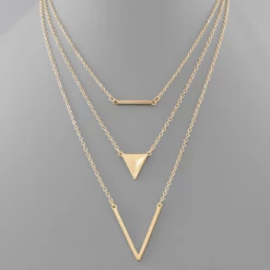 Purple Door Boutique Triangle Triple Gold Necklace Jewelry