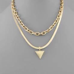 Purple Door Boutique Triangle Snake Herringbone Chain Necklace