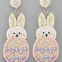 Purple Door Boutique Jewelry Easter Bunny Pastel Beaded Earrings