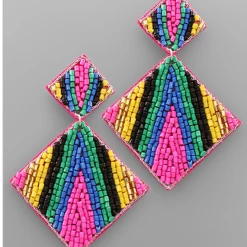 Purple Door Boutique Classic Pink Multi Beaded Earrings New Arrivals