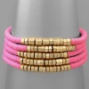 Purple Door Hot Pink Rubber Beaded Bracelet Set Jewelry