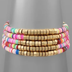 Purple Door Jewelry Multi Color Rubber Beaded Bracelet Set