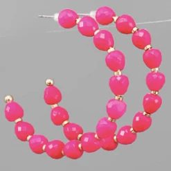 Purple Door Boutique Jewelry Fuchsia Beaded Hoop Earrings