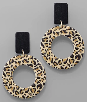 Purple Door Boutique Jewelry Black Leopard Print Circle Earrings 1 Purple Door Boutique Jewelry Black Leopard Print Circle Earrings