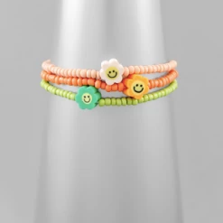 Purple Door Multicolor Smiley Flower Bracelet Set Jewelry