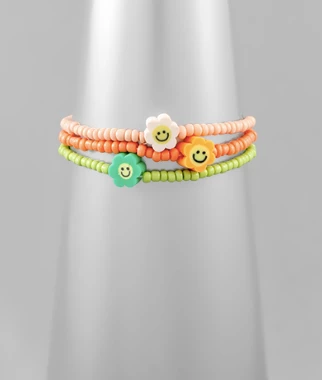 Purple Door Multicolor Smiley Flower Bracelet Set Jewelry 1 Purple Door Multicolor Smiley Flower Bracelet Set Jewelry