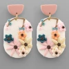Purple Door Boutique White 3D Floral Oval Earrings