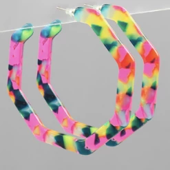 Purple Door Boutique Pink Multicolor Octagon Earrings