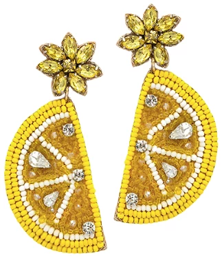 Purple Door Boutique Jewelry Yellow Beaded Lemon Slice Earrings 1 Purple Door Boutique Jewelry Yellow Beaded Lemon Slice Earrings