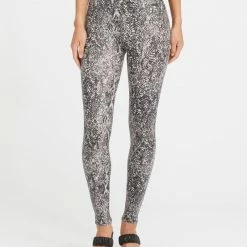 Spanx Faux Leather Snake Shine Grey Leggings Ladies'