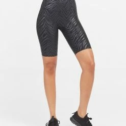 Spanx Faux Leather Zebra Biker Shorts