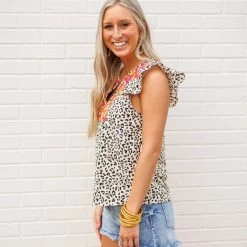 Purple Door Boutique Cream Cheetah Print Embroidered Top New Arrivals 7 Purple Door Boutique Cream Cheetah Print Embroidered Top New Arrivals