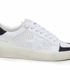 Vintage Havana New Arrivals Durham White And Black Glitter Sneakers