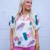 Purple Door Boutique The Abstract Painted Ivory Top New Arrivals