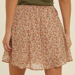 Purple Door Boutique Apricot Paisley Floral Mini Skirt