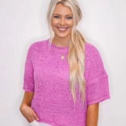 Purple Door Boutique Lovely Spirit Orchid Knit Top