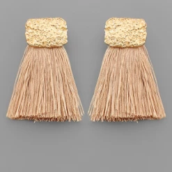 Purple Door Boutique Jewelry Be Mine Beige Fringe Earrings