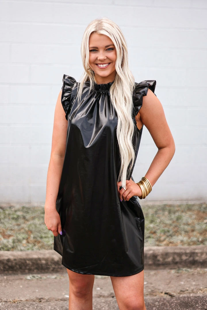 Purple Door Boutique Metallic Dreams Black Pleather Dress New Arrivals 1 Purple Door Boutique Metallic Dreams Black Pleather Dress New Arrivals