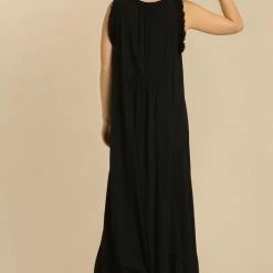 Purple Door Boutique Into The Night Black Frayed Maxi Dress Summer SALE