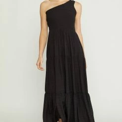 Purple Door Boutique New Arrivals Black One Shoulder Maxi Dress