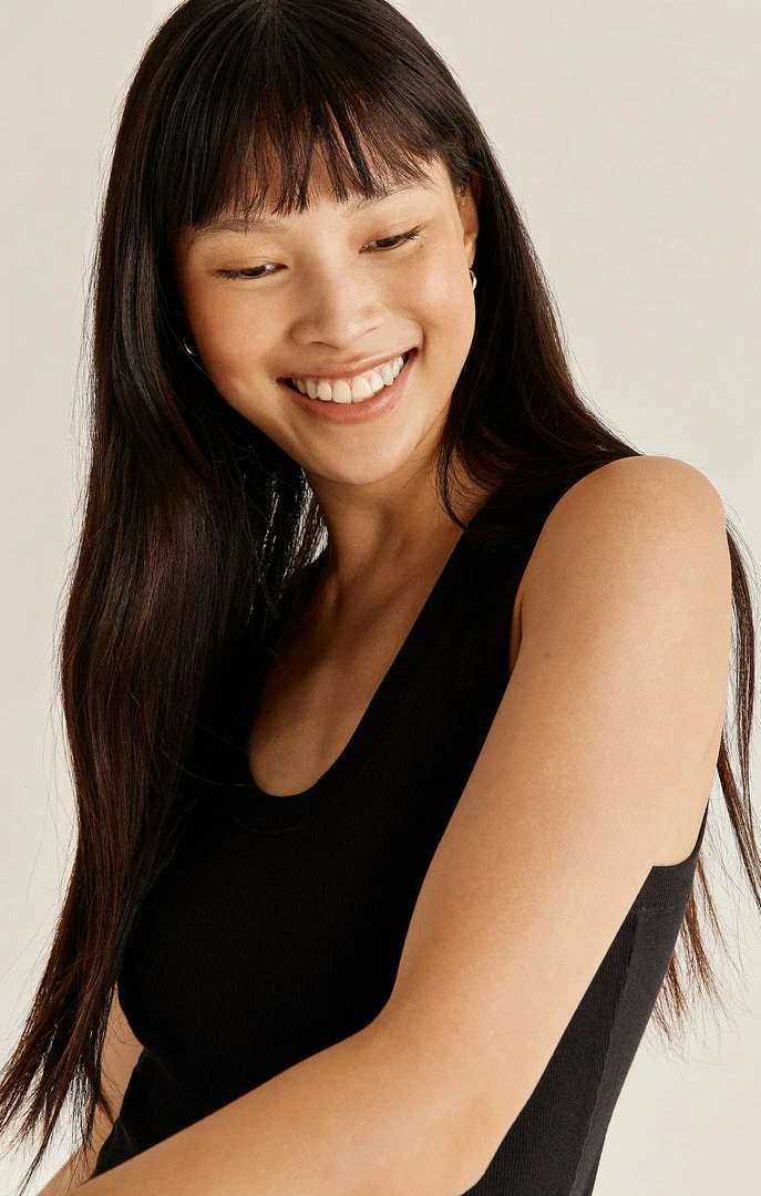 New Arrivals Z Supply Black Sirena Rib Tank Top 2 New Arrivals Z Supply Black Sirena Rib Tank Top