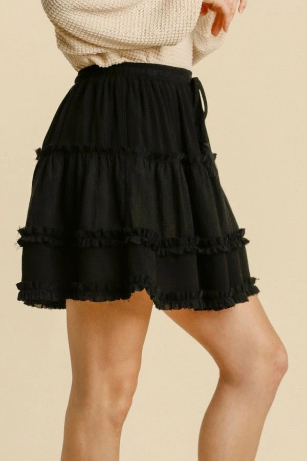 Purple Door Boutique The Little Black Tiered Ruffle Skirt 2 Purple Door Boutique The Little Black Tiered Ruffle Skirt