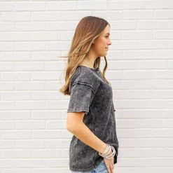 The Purple Door Boutique New Arrivals Summer Knit Black Charcoal Top