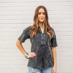 The Purple Door Boutique New Arrivals Summer Knit Black Charcoal Top