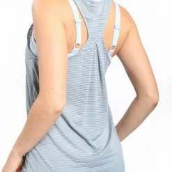 Mono B Athleisure New Arrivals Mono B Blue Mesh Racerback Tank Top