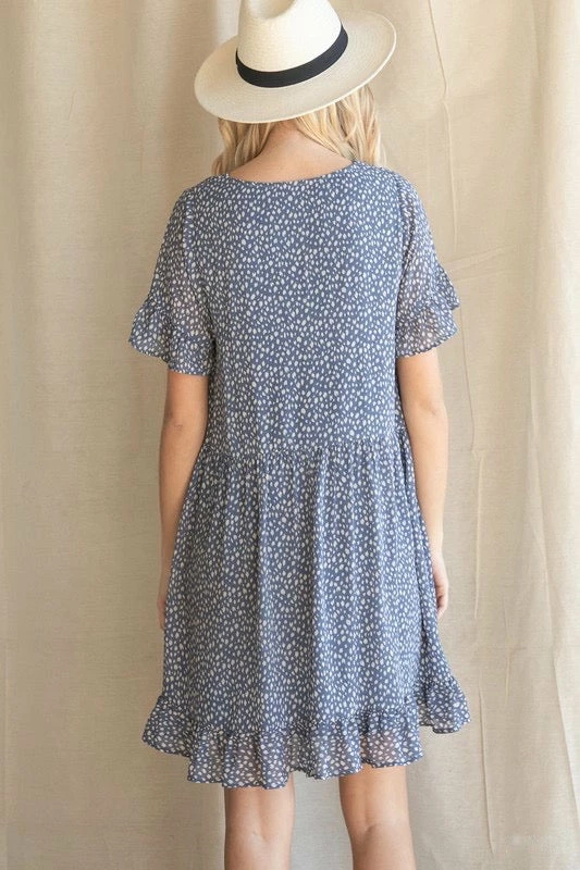 Purple Door Boutique Blue Baby Speckled Print Smocked Dress Summer SALE 4 Purple Door Boutique Blue Baby Speckled Print Smocked Dress Summer SALE