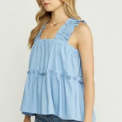 Purple Door Boutique Summer SALE Sunshine Wishes Blue Tiered Top