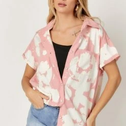 The Purple Door Boutique Blush Cloud Washed Denim Top