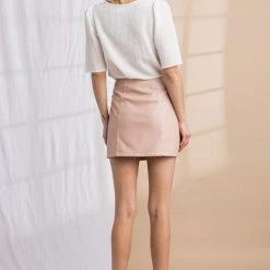 Purple Door Boutique Blush Faux Leather Mini Skirt Ladies'