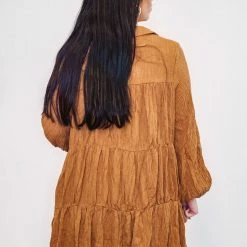 Purple Door Boutique Caramel Shimmer Tiered Mini Dress 9 Purple Door Boutique Caramel Shimmer Tiered Mini Dress