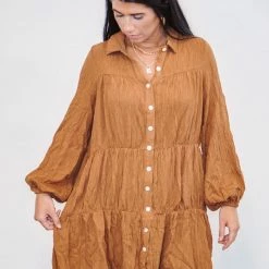 Purple Door Boutique Caramel Shimmer Tiered Mini Dress 7 Purple Door Boutique Caramel Shimmer Tiered Mini Dress