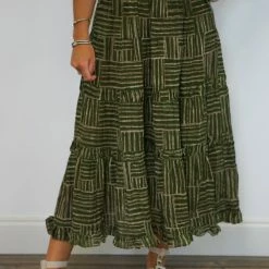 Purple Door Boutique Ladies' Through The Forest Olive Midi Skirt