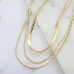 Purple Door Boutique Brenda Herringbone Layered Gold Necklace