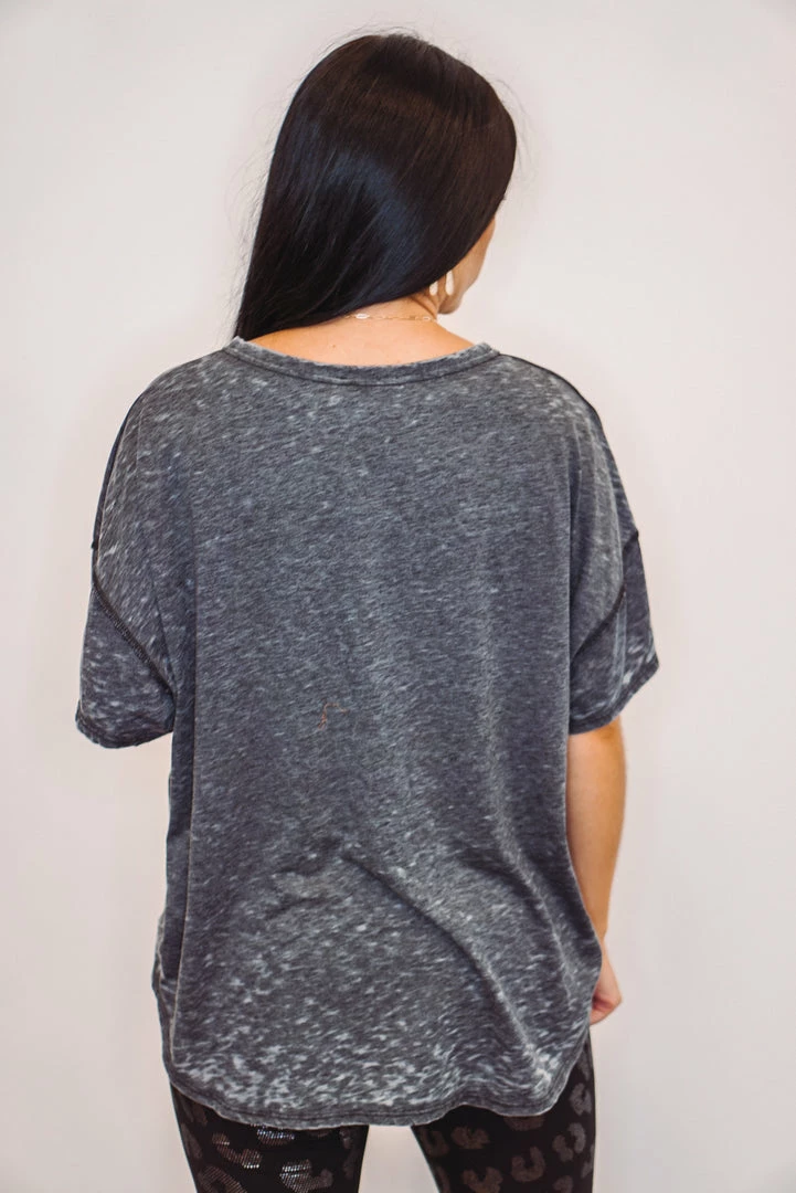 Purple Door Boutique Cozy Black Mineral Washed Top Ladies' 5 Purple Door Boutique Cozy Black Mineral Washed Top Ladies'